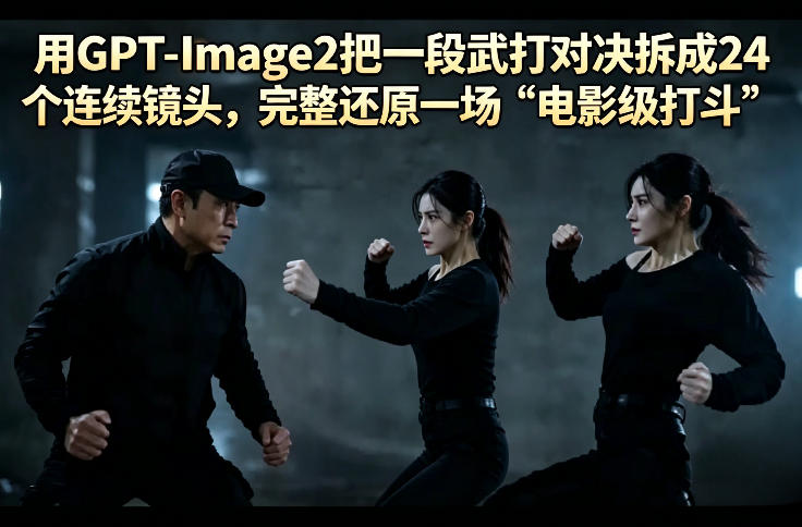 用GPT-Image2把一段武打对决拆成24个连续镜头，完整还原一场“电影级打斗”-阿俊淘金