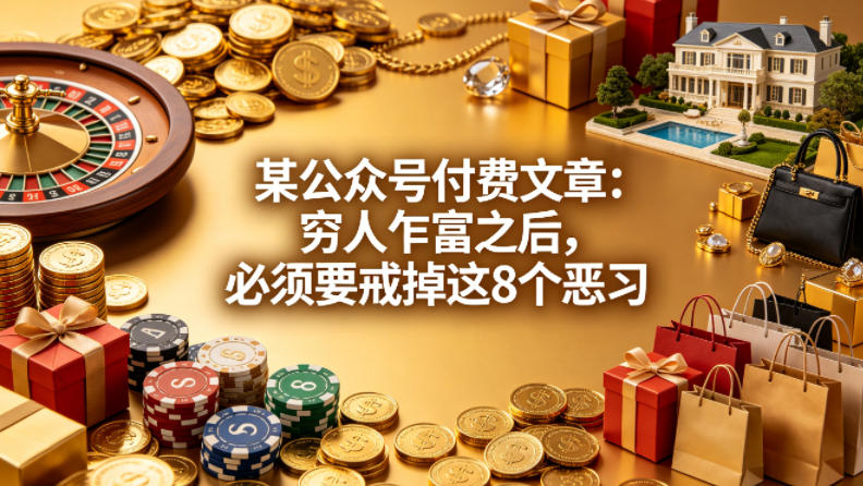 某公众号付费文章：穷人乍富之后，必须要戒掉这8个恶习-阿俊淘金