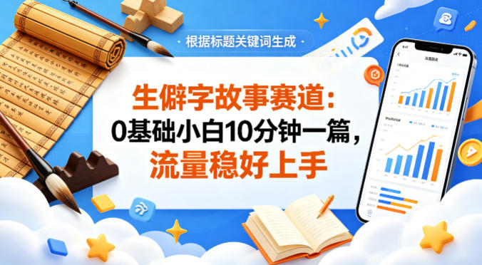公众号流量主——生僻字故事赛道，流量稳，好上手，0基础小白也能10分钟一篇-阿俊淘金