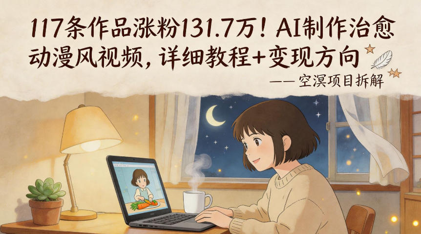 117条作品涨粉131.7W！AI制作治愈动漫风视频，详细教程+变现方向-阿俊淘金