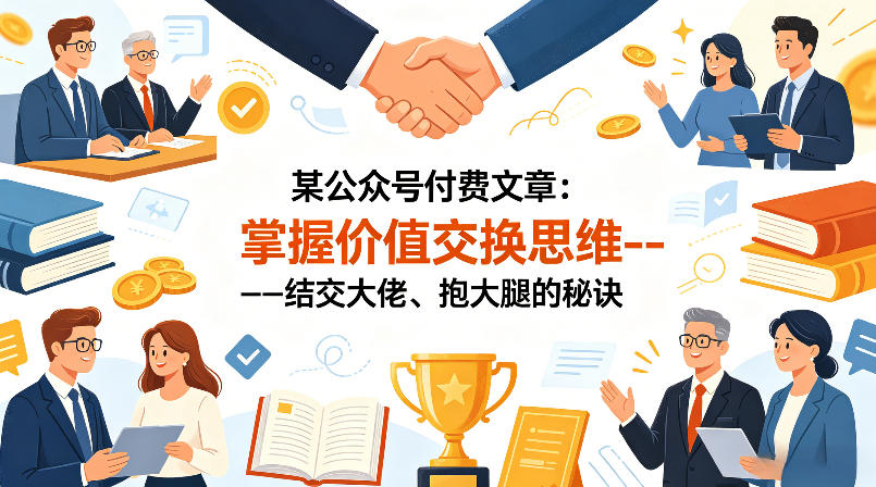 某公众号付费文章：掌握价值交换思维—-结交大佬、抱大腿的秘诀-阿俊淘金