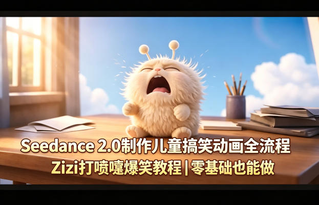 Seedance 2.0制作儿童搞笑动画全流程Zizi打喷嚏爆笑教程｜零基础也能做-阿俊淘金
