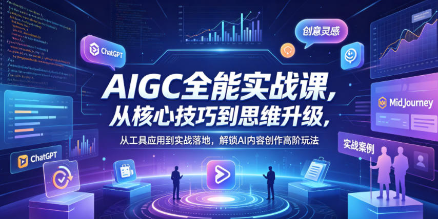 AIGC全能实战课，从核心技巧到思维升级，从工具应用到实战落地，解锁AI内容创作高阶玩法-阿俊淘金