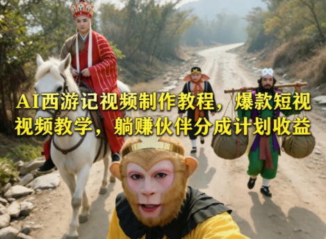 AI西游记视频制作教程，爆款短视频教学，躺賺伙伴分成计划收益-阿俊淘金