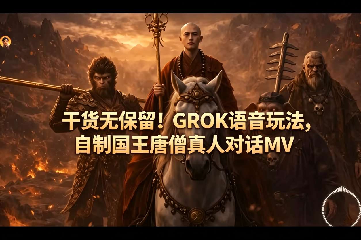 干货无保留！GROK语音玩法，自制国王唐僧真人对话MV-阿俊淘金