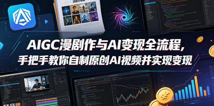 AIGC漫剧创作与AI变现全流程，手把手教你自制原创AI视频并实现变现-阿俊淘金