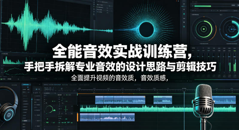 全能音效实战训练营，手把手拆解专业音效的设计思路与剪辑技巧，全面提升视频的音效质感-阿俊淘金