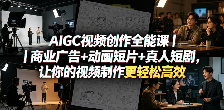 AIGC视频创作全能课｜商业广告+动画短片+真人短剧，让你的视频制作更轻松高效-阿俊淘金
