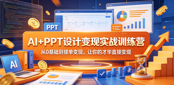 AI+PPT设计变现实战训练营，从0基础到接单变现，让你的才华直接变现-阿俊淘金