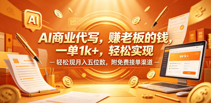 AI商业代写，賺老板的钱，一单1k+，轻松实现月入五位数，附免费接单渠道【揭秘】-阿俊淘金