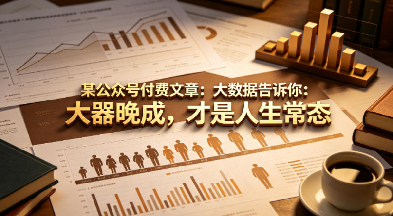 某公众号付费文章：大数据告诉你：大器晚成，才是人生常态-阿俊淘金