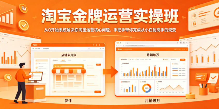 淘宝金牌运营实操班，从0开始系统解决你淘宝运营核心问题，手把手带你完成从小白到高手的蜕变-阿俊淘金
