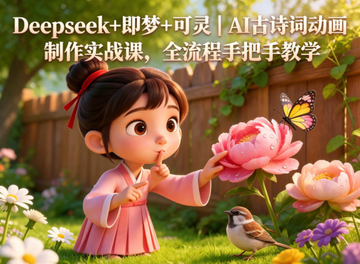 Deepseek+即梦+可灵｜AI古诗词动画制作实战课，全流程手把手教学-阿俊淘金