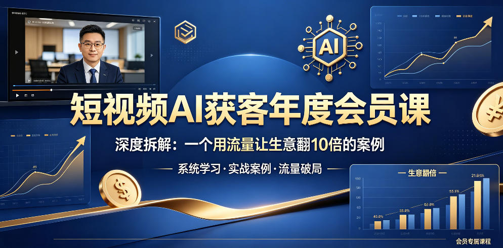 短视频AI获客年度会员课，深度拆解，一个用流量让生意翻10倍的案例-阿俊淘金