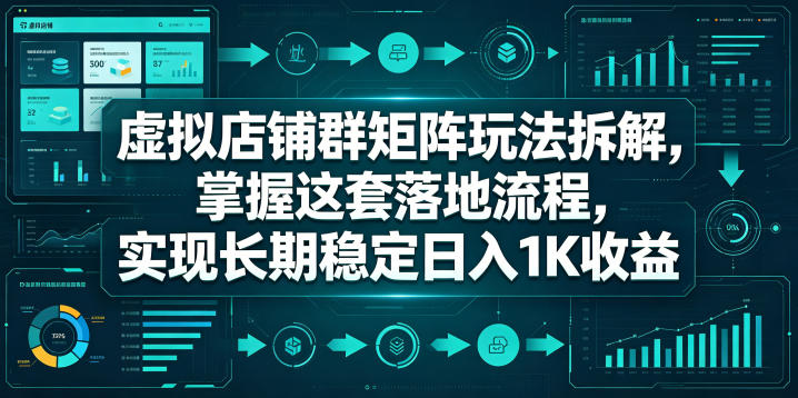 虚拟店铺群矩阵玩法拆解，掌握这套落地流程，实现长期稳定日入1K收益【揭秘】-阿俊淘金