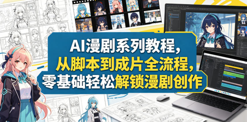 AI漫剧系列教程，从脚本到成片全流程，零基础轻松解锁漫剧创作-阿俊淘金