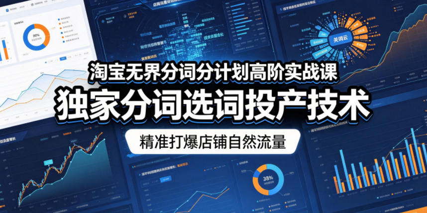 淘宝无界分词分计划高阶实战课，独家分词选词投产技术，精准打爆店铺自然流量-阿俊淘金