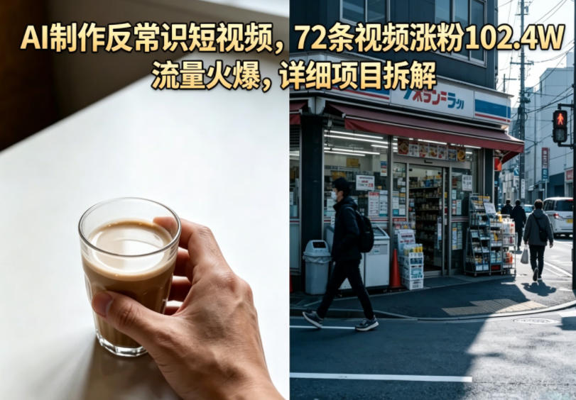 AI制作反常识短视频，72条视频涨粉102.4W，流量火爆，详细项目拆解-阿俊淘金