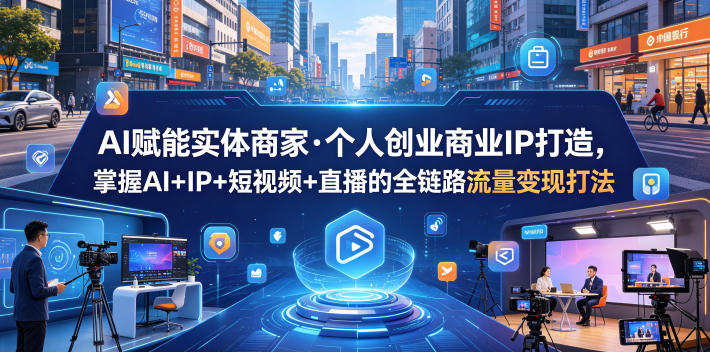 AI赋能实体商家·个人创业商业IP打造，掌握AI+IP+短视频+直播的全链路流量变现打法-阿俊淘金
