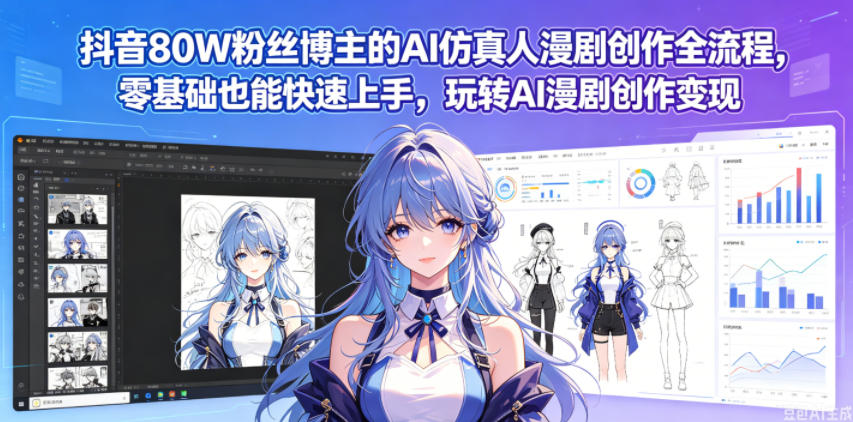 抖音80W粉丝博主的AI仿真人漫剧创作全流程，零基础也能快速上手，玩转AI漫剧创作变现-阿俊淘金