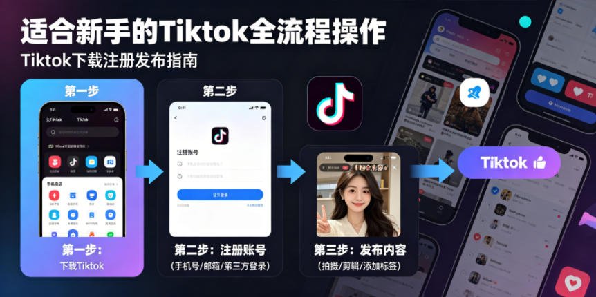 Tiktok下载注册发布，适合新手的Tiktok全流程操作-阿俊淘金