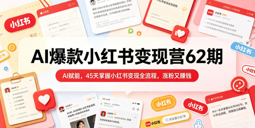 AI爆款小红书变现营62期2026年5月，AI赋能，45天掌握小红书变现全流程，涨粉又賺钱-阿俊淘金