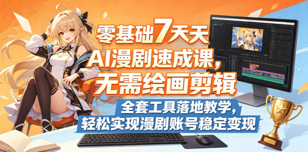 零基础7天AI漫剧速成课，无需绘画剪辑，全套工具落地教学，轻松实现漫剧账号稳定变现-阿俊淘金
