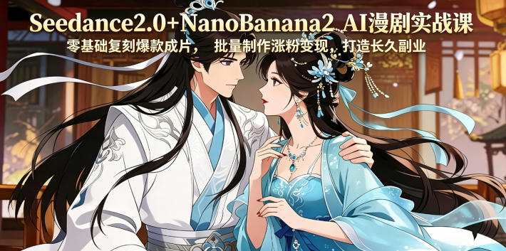Seedance2.0+NanoBanana2 AI漫剧实战课，零基础复刻爆款成片涨粉变现，打造长久副业收益-阿俊淘金