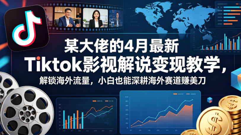 某大佬的4月最新Tiktok影视解说变现教学，解锁海外流量，小白也能深耕海外赛道賺美刀（更新）-阿俊淘金