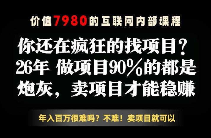 26年请不要疯狂的找项目了，卖项目远比你想象的暴利，你也可以月入10W+【揭秘】-阿俊淘金