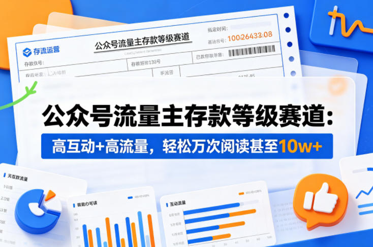 公众号流量主之存款等级赛道，高互动+高流量，轻松达到万次阅读，甚至10w+-阿俊淘金