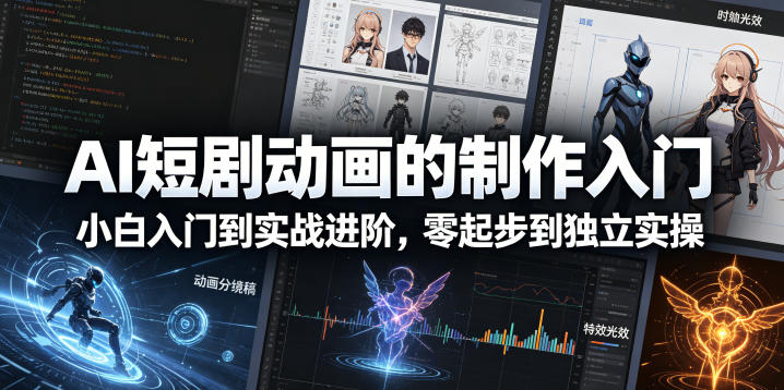 AI短剧动画的制作入门，小白入门到实战进阶，零起步到独立实操-阿俊淘金