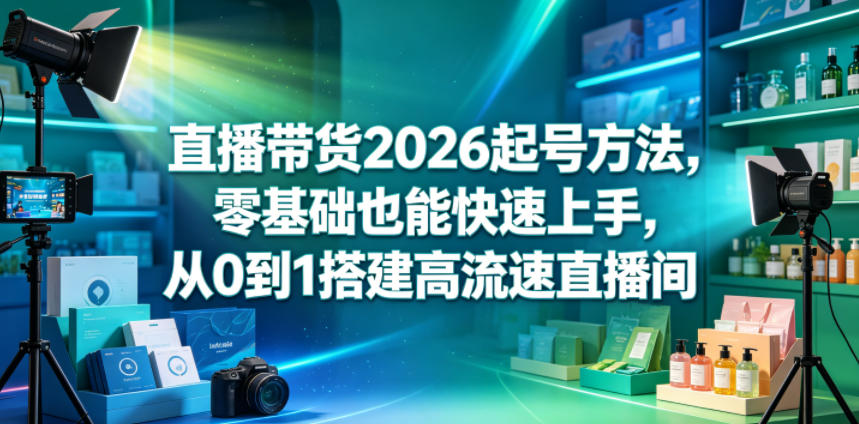 直播带货2026起号方法，零基础也能快速上手，从0到1搭建高流速直播间-阿俊淘金