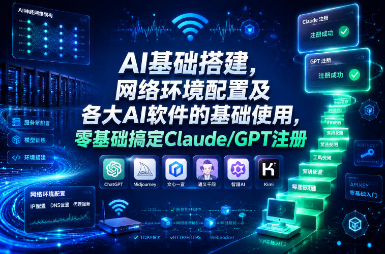 AI基础搭建，网络环境配置及各大AI软件的基础使用，零基础搞定Claude/GPT注册-阿俊淘金