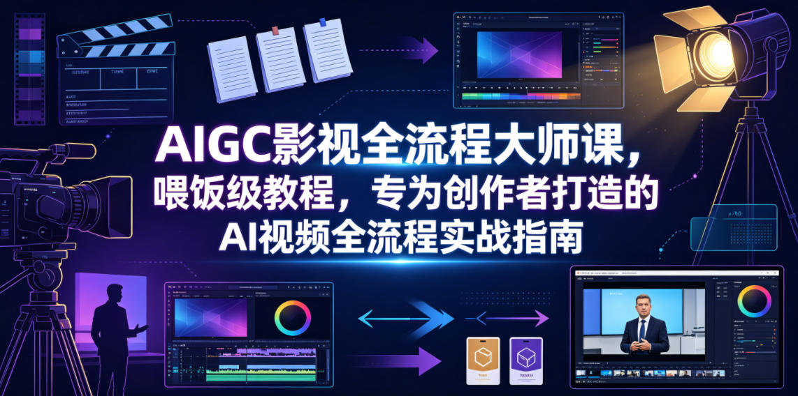 AIGC影视全流程大师课，喂饭级教程，专为创作者打造的AI视频全流程实战指南-阿俊淘金