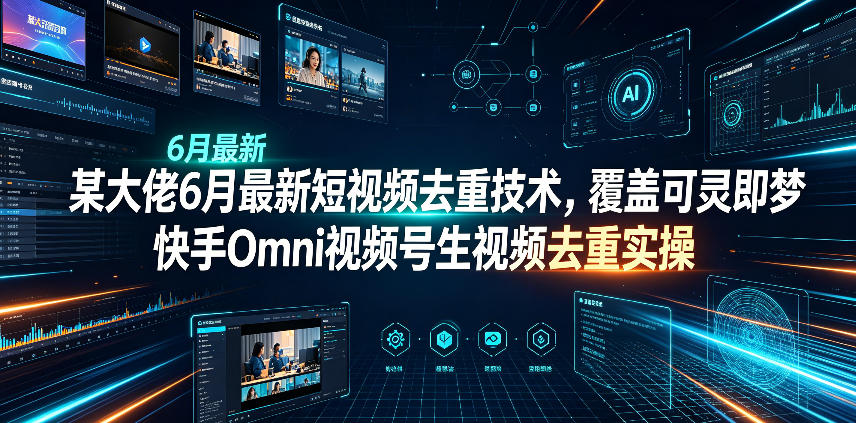 某大佬6月最新短视频去重技术，覆盖可灵即梦快手Omni视频号生视频去重实操-阿俊淘金