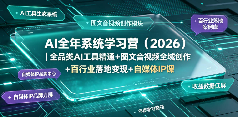 AI全年系统学习营（2026）｜全品类AI工具精通+图文音视频全域创作+百行业落地变现+自媒体IP打造年度进阶大课-阿俊淘金