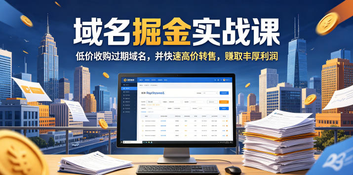 域名交易掘金实战课，低价收购过期域名，并快速高价转售，賺取丰厚利润【原创双语字幕】-阿俊淘金