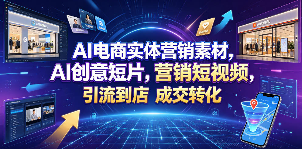 AI电商实体营销素材，AI创意短片，高效打造营销短视频，轻松引流到店，稳定提升门店客流与成交转化-阿俊淘金