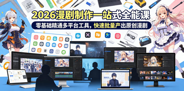 2026 AI漫剧制作一站式全能课，零基础精通多平台工具，快速批量产出原创漫剧-阿俊淘金