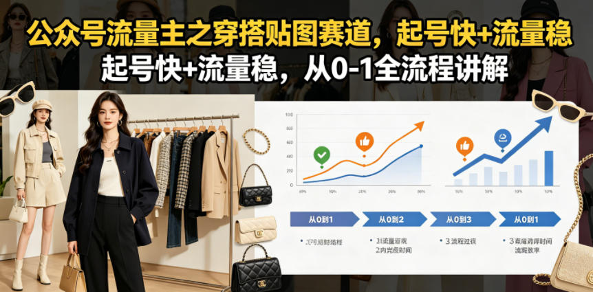 公众号流量主之穿搭贴图赛道，起号快+流量稳，从0-1全流程讲解-阿俊淘金