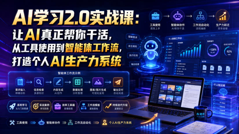 AI学习2.0实战课：让AI真正帮你干活，从工具使用到智能体工作流，打造个人AI生产力系统-阿俊淘金