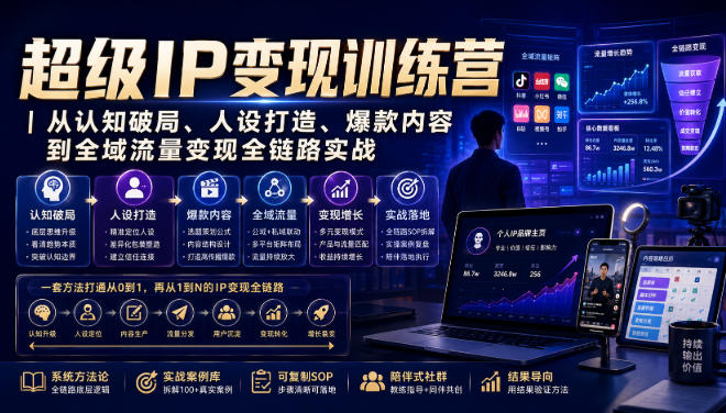 超级IP变现训练营｜从认知破局、人设打造、爆款内容到全域流量变现全链路实战-阿俊淘金