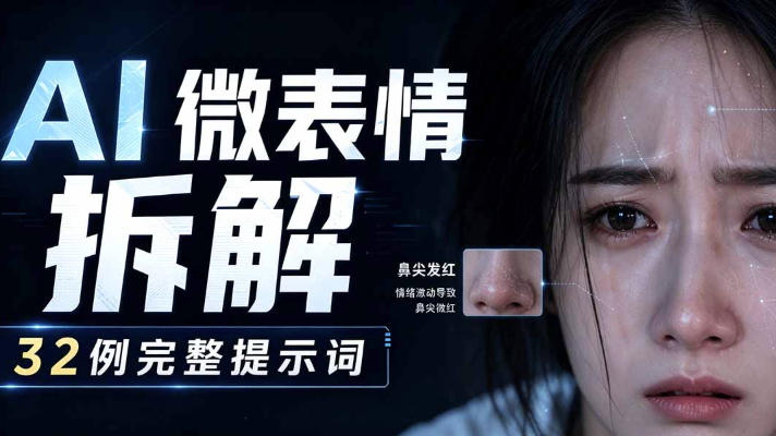 AI微表情拆解提示词合集，精准调控AI角色表情，可直接复用，0基础也能调出影视级表情变化-阿俊淘金