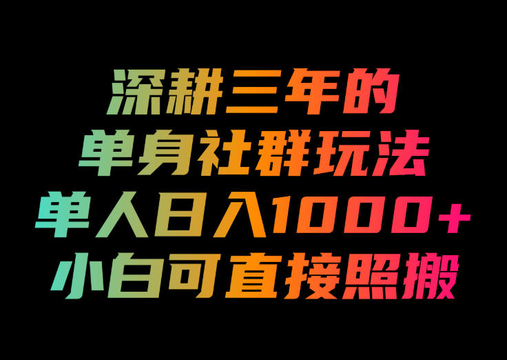 深耕三年的单身社群玩法，单人日入1000+，小白可直接照搬！【揭秘】-阿俊淘金