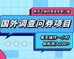 新手零成本零门槛可操作的国外调查问券项目,每天一小时轻松收入200+-第一资源库
