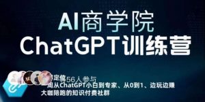 AI商学院·ChatGPT训练营,从0-1从小白到专家,边玩边赚,保姆级课程(视频+文档)-第一资源库