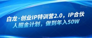 白龙·创业IP特训营2.0,IP合伙人掘金计划,做到年入50W-第一资源库