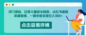 冷门项目，记录儿童成长档案，小红书虚拟资源变现，一部手机实现日入300+【揭秘】-第一资源库