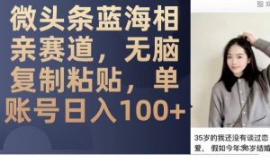 微头条蓝海相亲赛道,无脑复制粘贴,单账号日入100+-第一资源库